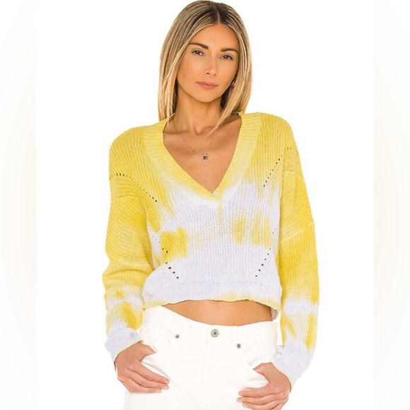 NEW Superdown Yellow Tie Dye Cropped Sweater - Picture 4 of 9